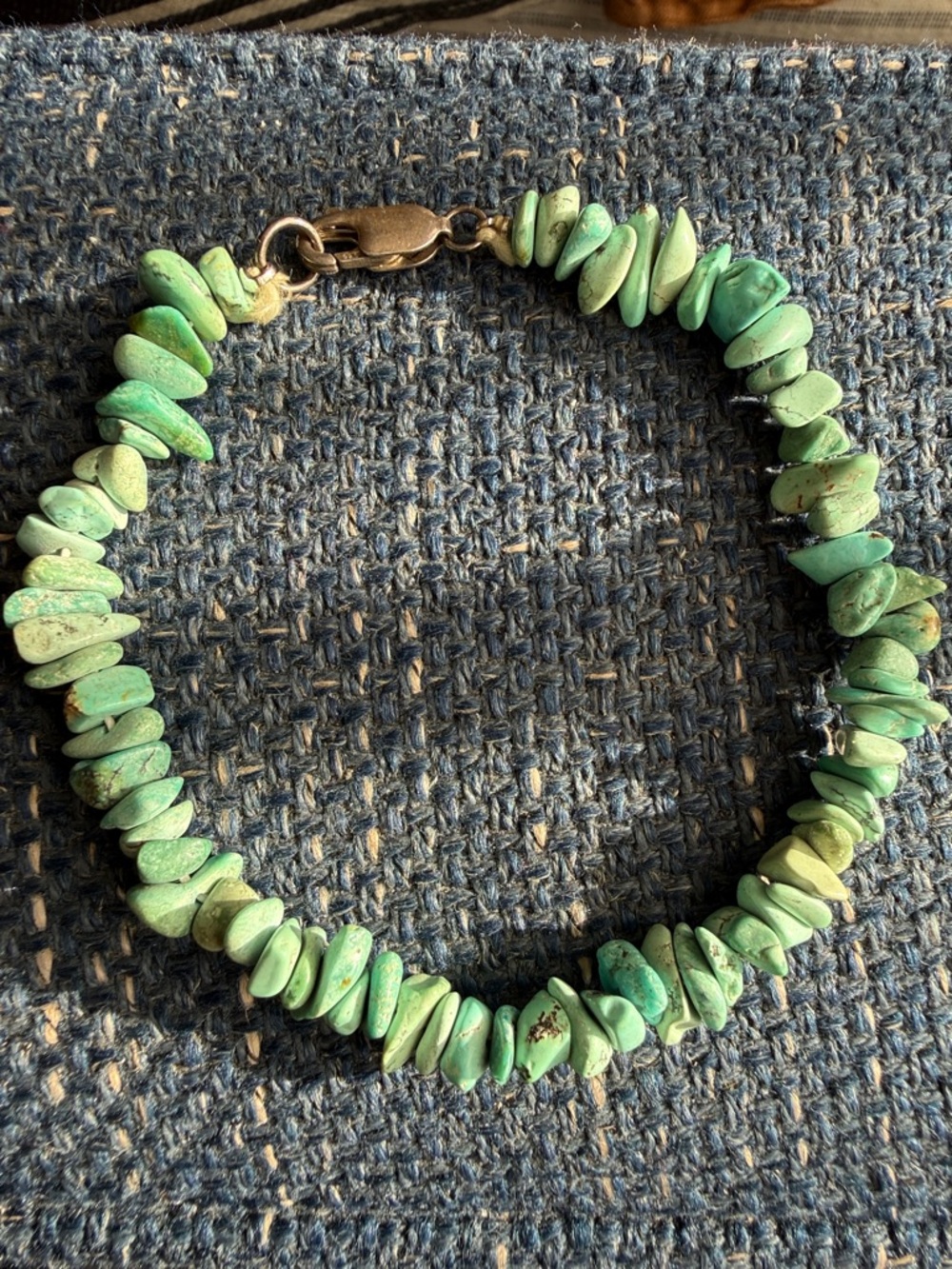 Turquoise Chip Beaded Bracelet- with .925 Sterling Clasp
